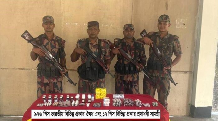 রাজপাড়া সীমান্তে ভারতীয় ঔষধ ও প্রসাধনী আটক