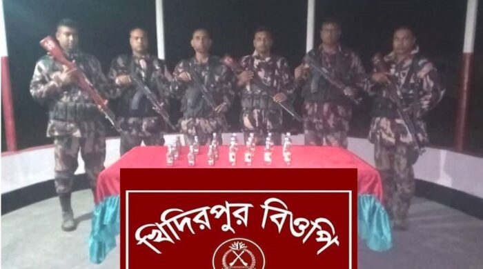 বিজিবির অভিযানে ২০ বোতল মদ জব্দ