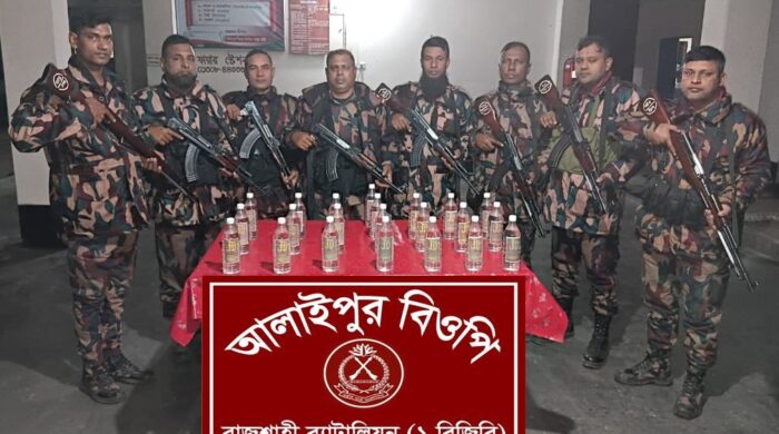 বিজিবির অভিযানে মদ ও সিরাপ জব্দ